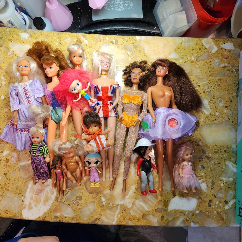 Vintage Doll Collection with Colorful Outfits